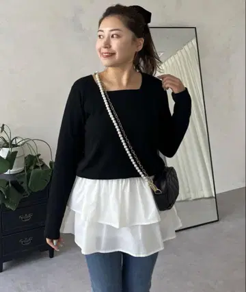 프로즈 베일 롱T 스퀘어넥