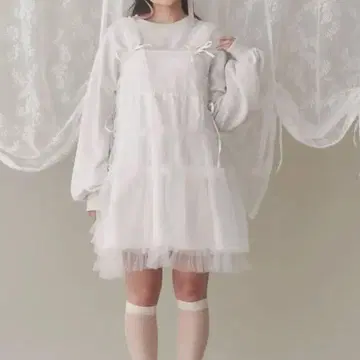 merryJennii 튤 코르셋 미니 원피스 화이트