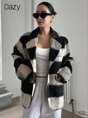 shein 체크 무늬 자켓