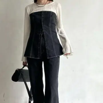 CAPRICIEUX LE'MAGE 데님 후크 뷔스티에 데님 청바지