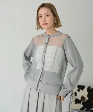 Herencia 시어 튤 가디건