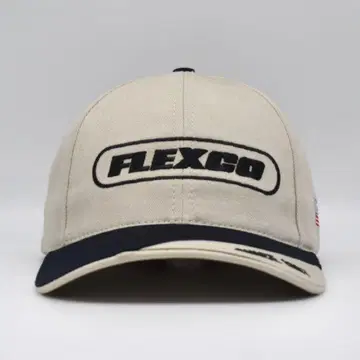 USA FLEXCO 기업 로고 자수 캡 구제 의류 화이트 2톤