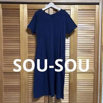 [ 새상품급 ] SOU-SOU 네이비 컬러 롱 기장 원피스, 타카시마치지