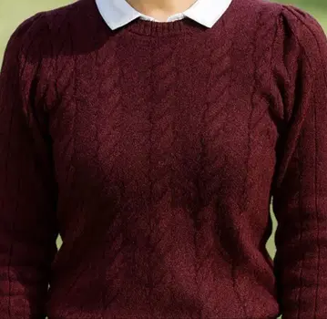 랄프 로렌 스포츠 울 토끼 혼방 케이블 니트 다크 와인색 S