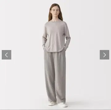 MUJI Labo 린넨 혼방 울 팬츠 그레이 61