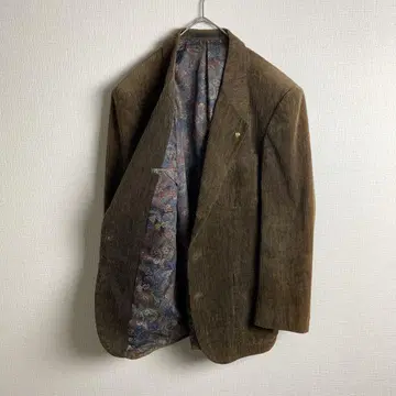 테일러드 자켓 코듀로이 브라운 안감 페이즐리 무늬 애니멀 버튼