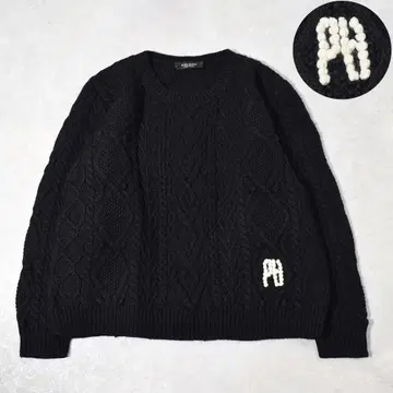 핑크하우스 PINK HOUSE 꽁지 모자 케이블 니트 PH 로고