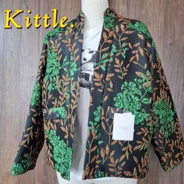 새상품 택 포함 키틀 kittle 노카라 자카드 자켓 블랙 그린