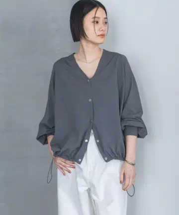 A part by UV컷 드로스트 BIG V 가디건 차콜 그레이