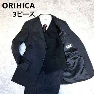 미사용급 ORIHICA 쓰리피스 수트 블랙 스트라이프 Y5