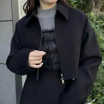 [ Chico ] 울 숏 기장 프론트 지퍼 셔츠 자켓