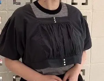 BEAMSBOY 23SS 백투프론트 코튼 볼레로 숏 슬리브 블랙