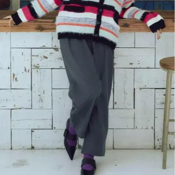 마냐나스 엘 테레사 울 터치 턱 팬츠 그레이 무지 허리밴딩 턱