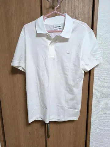 LACOSTE 슬림핏 화이트 피케 셔츠 US M