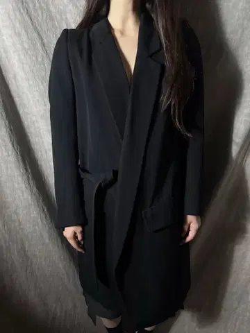 ANN DEMEULEMEESTER 랩 코트 36 블랙/이탈리아제