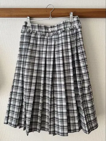 CRANK Check frill midi skirt_white