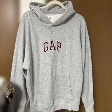 GAP 그레이 자수 로고 후드티 L 사이즈