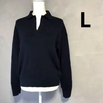 새상품급 유니클로 스무스 코튼 릴랙스 폴로 스웨터 네이비 L 네이비