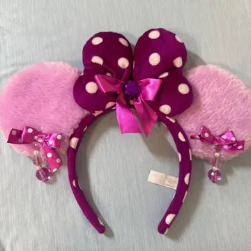 디즈니 미니 마우스 머리띠 보라색 귀찌 새상품급