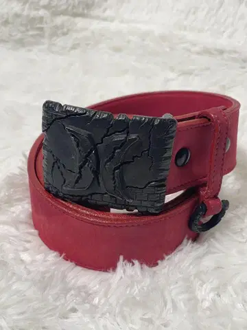 레어 Hurley 마이크 버클 빨간색 가죽 벨트 전체 길이 99cm