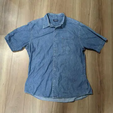 [ 초레어 ] 90s UNIQLO 네이비 택 데님 셔츠 XL 반팔