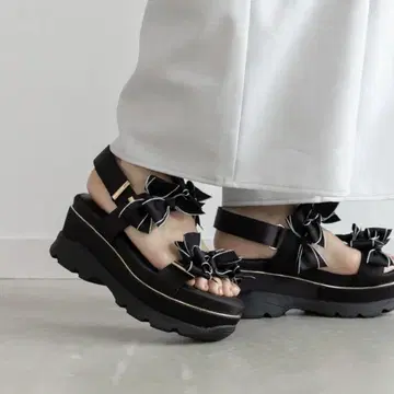RANDA 리본 샌들 블랙 S 사이즈