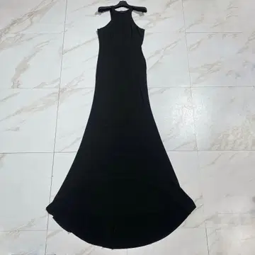 엘르만노 쉘비노 슈퍼 맥시 길이 스트레치 타이트 키홀 넥 드레스