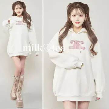 택 포함 새상품 다리치 화이트 레이스업 아플리케이션 로고 후디 프리
