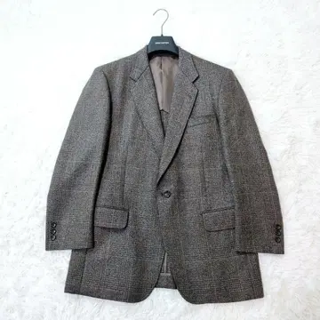 [ 미사용급 ] 빈티지 트위드 글렌체크 자켓 L 브라운