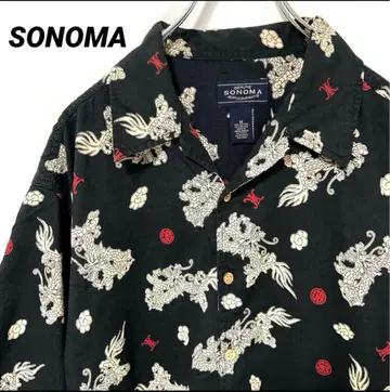 N-5141 SONOMA 미국 빈티지 의류 알로하 셔츠 드래곤 반팔 M