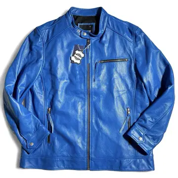 미사용 5XL fortime 가죽 자켓 싱글 라이더 블루