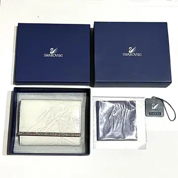 SWAROVSKI 스와로브스키 컴팩트 지갑 코인 케이스 소가죽 스와로