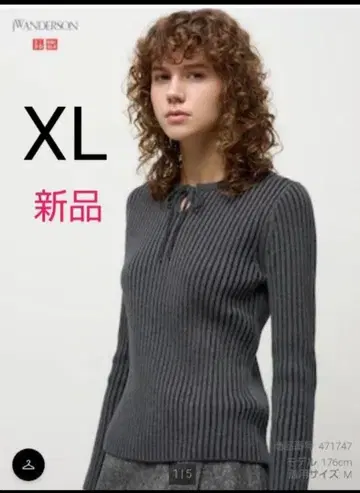 새상품 유니클로 XL JWA 그레이 리브 니트