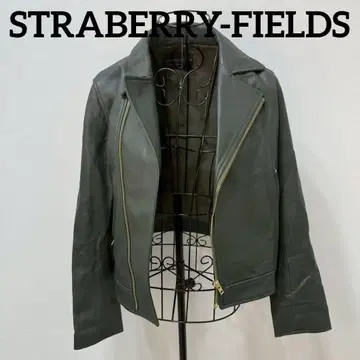 STRABERRY-FIELDS 짙은 녹색 라이더 자켓