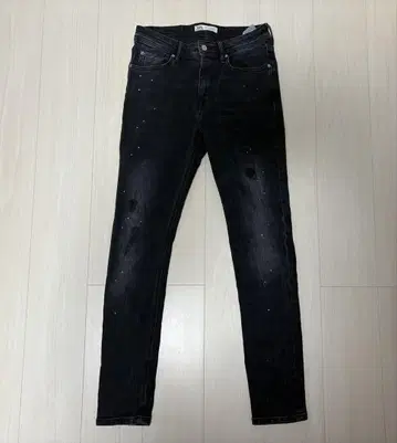 ZARA 페인트 데미지 데님 스키니 데님 블랙