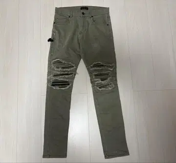 zara 바이커 올리브 그린 데미지 스키니 데님