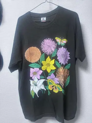 빈티지 usa제 꽃무늬 T셔츠 XL