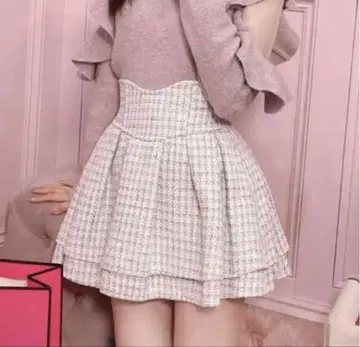 미셸 마카롱 슬림 레그 스커트 트위드 핑크 더스티 핑크 s 사이즈