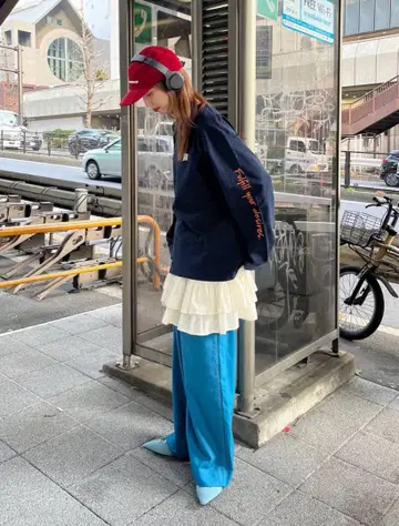 하이웨스트 와이드 슬랙스 요코