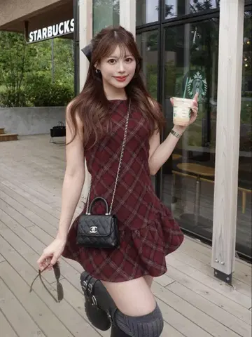 [ Darich ] 다리치 타탄 체크 슬리브리스 미니 원피스