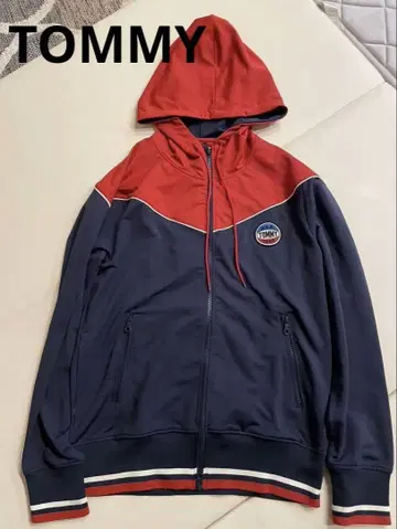TOMMY 후드 부착 저지 L 사이즈 빨간색/네이비