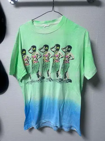 빈티지 하와이 플라 걸 t셔츠 싱글 스티치