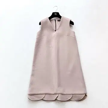 [ YOKOCHAN ] 스캘럽 디자인 슬리브리스 원피스 핑크 40