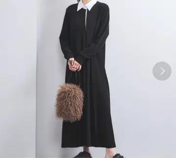 UNITED ARROWS 코튼 라거 셔츠 원피스 블랙 36
