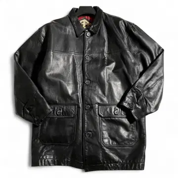 90s 한국제 가죽 카 코트 가죽 코트 천연 가죽 소가죽 타탄 체크