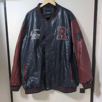 바시티 자켓 네이비/레드 R 자수 08 특대형 Size, 6XL