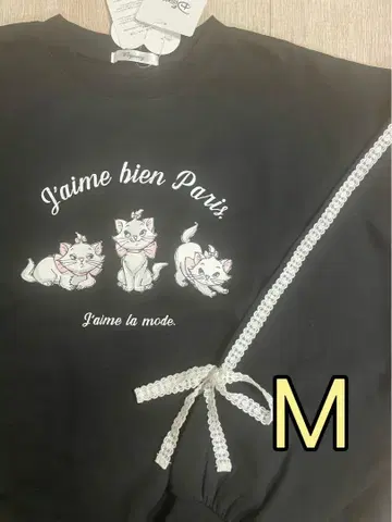 마리 이야기 마리 트레이닝복 풀오버 소매 리본 블랙 M