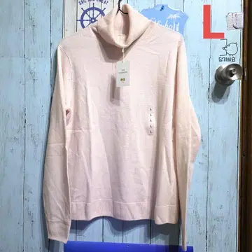 유니클로 캐시미어 터틀넥 스웨터 핑크 l