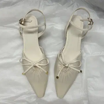 RANDA 란다 시어 리본 펌프스 크림 L 사이즈 24.5cm