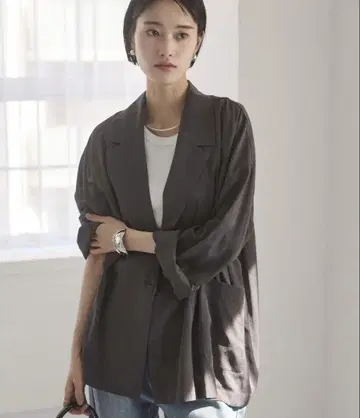 ANGIE 시어 자켓 다크 그레이